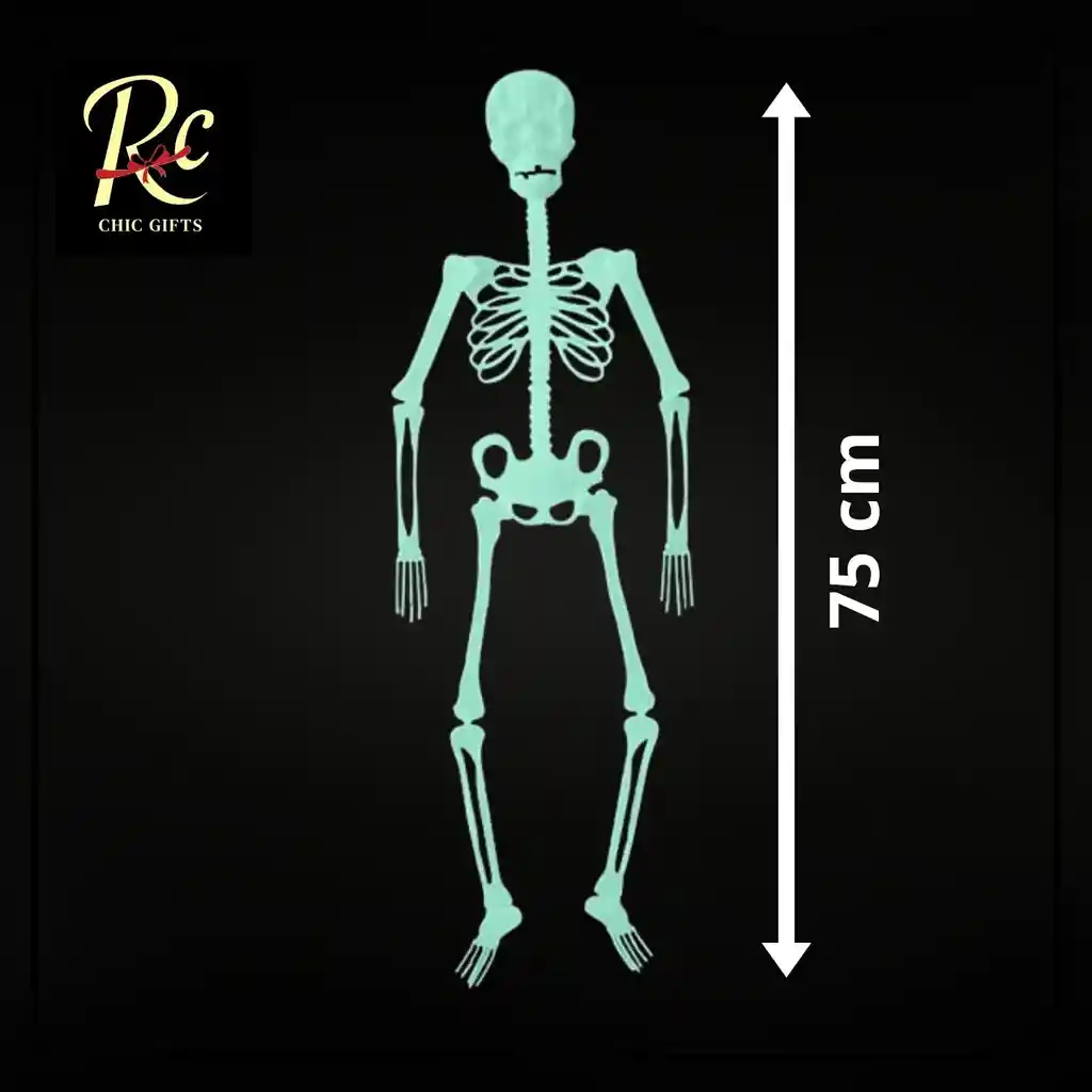 Esqueleto Decorativo Brillante 75cm | Luminoso Halloween, Día Muertos | ¡ambiente Temático "regalos Chic"!