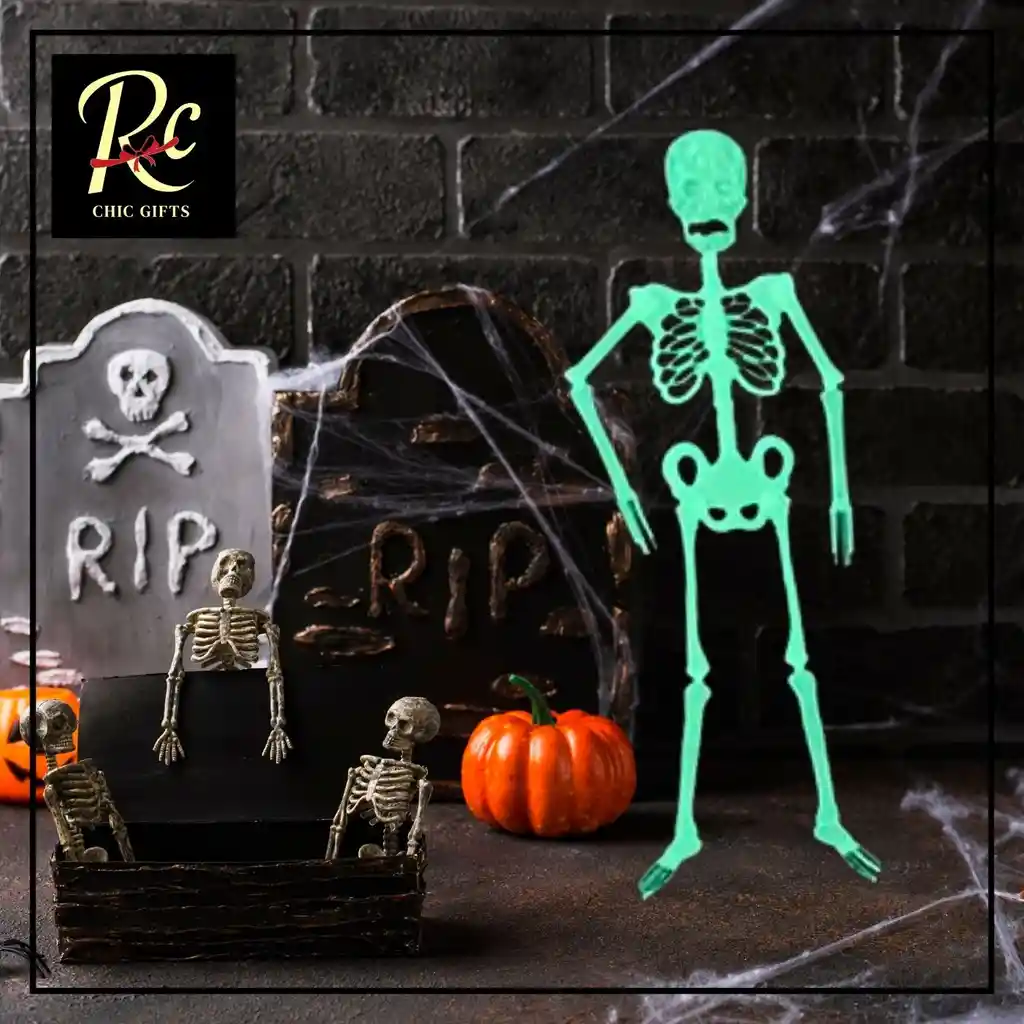 Esqueleto Decorativo Brillante 75cm | Luminoso Halloween, Día Muertos | ¡ambiente Temático "regalos Chic"!