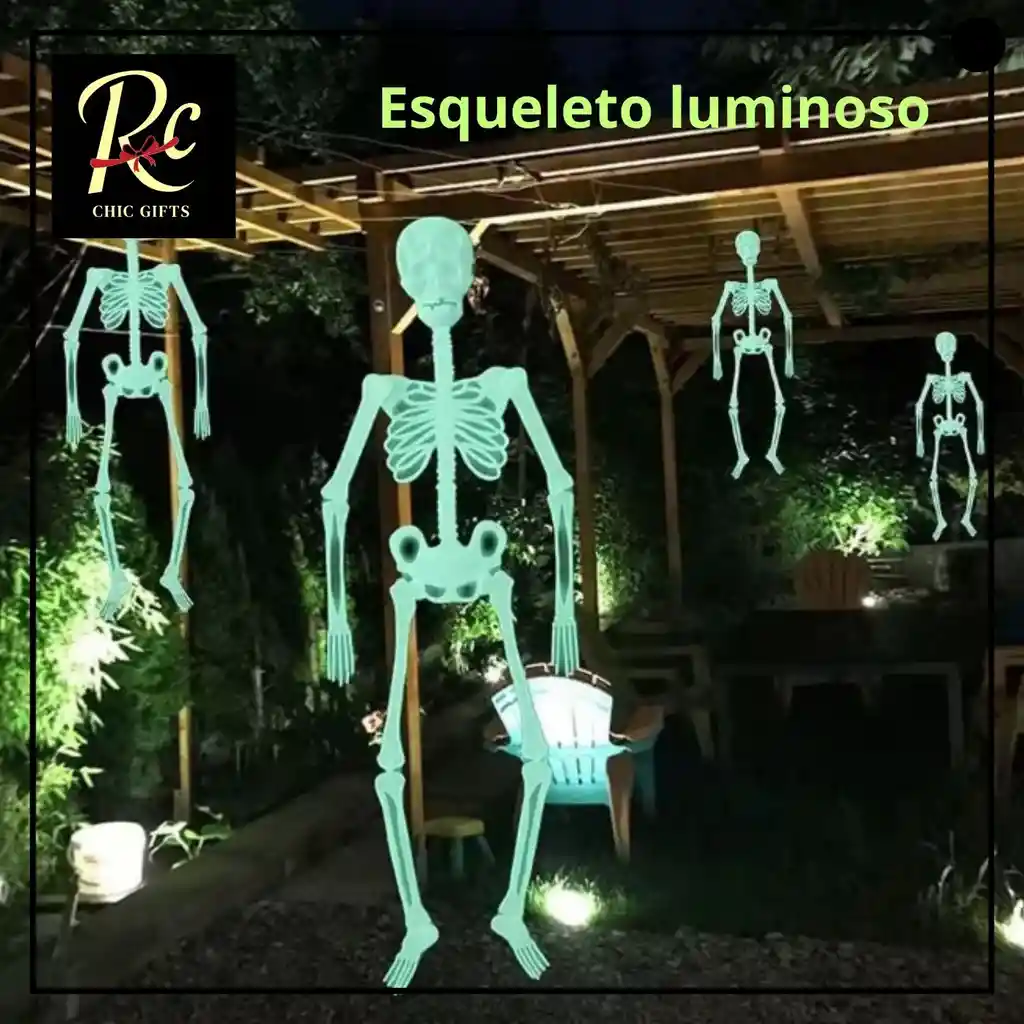 Esqueleto Decorativo Brillante 75cm | Luminoso Halloween, Día Muertos | ¡ambiente Temático "regalos Chic"!