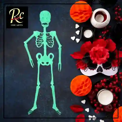Esqueleto Decorativo Brillante 75cm | Luminoso Halloween, Día Muertos | ¡ambiente Temático "regalos Chic"!