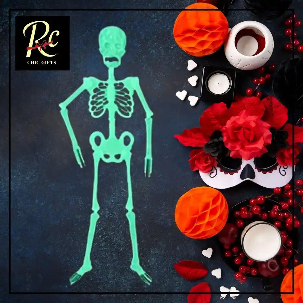 Esqueleto Decorativo Brillante 75cm | Luminoso Halloween, Día Muertos | ¡ambiente Temático "regalos Chic"!