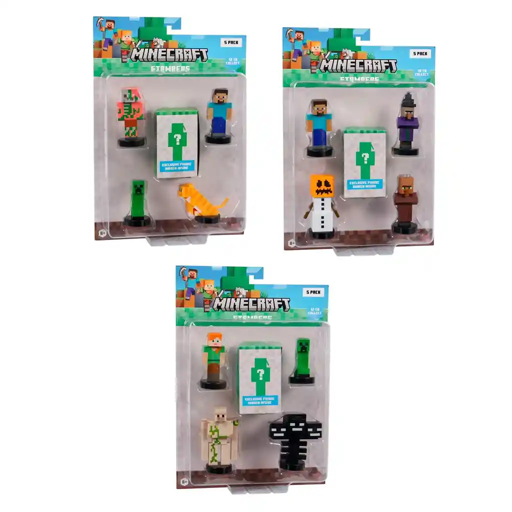 Pack De 5 Figuras Timbre Minecraft