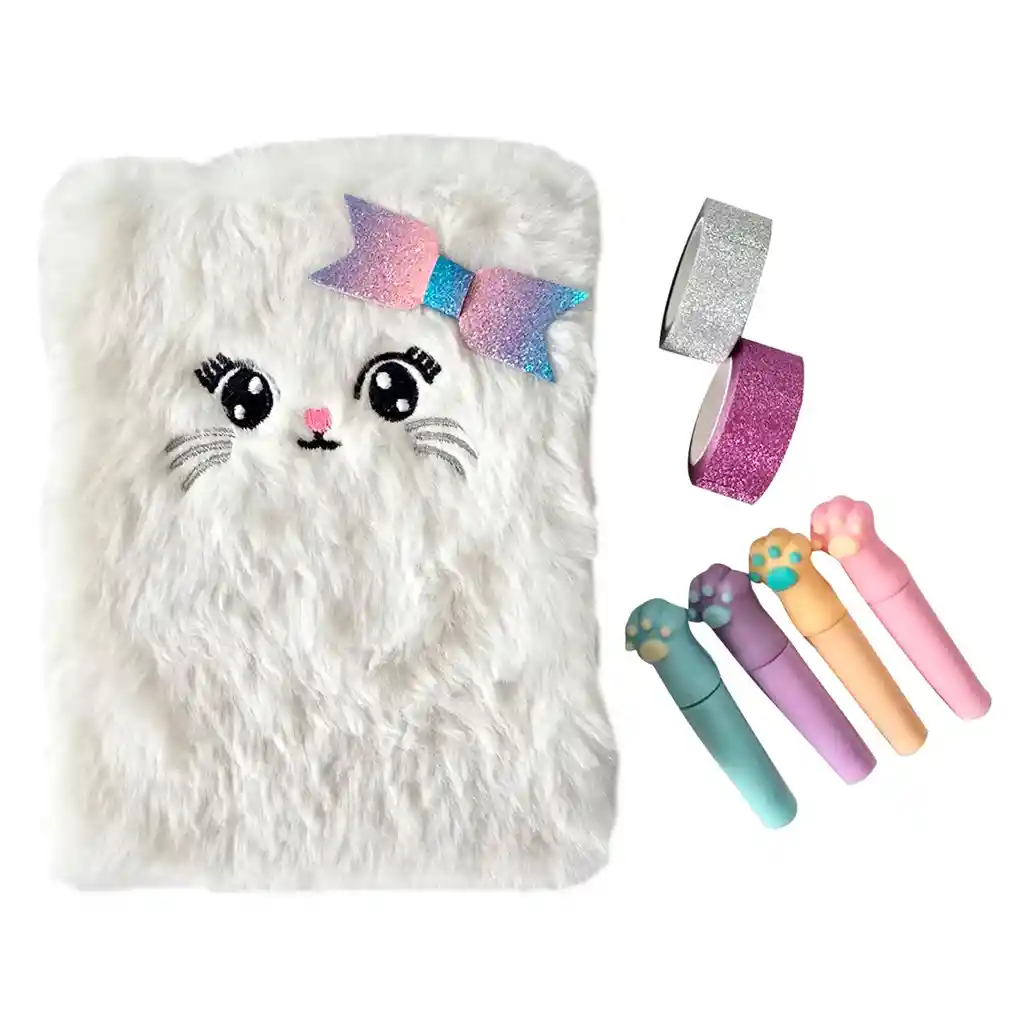 Set Hvt Cuaderno Gatita C/destacadores