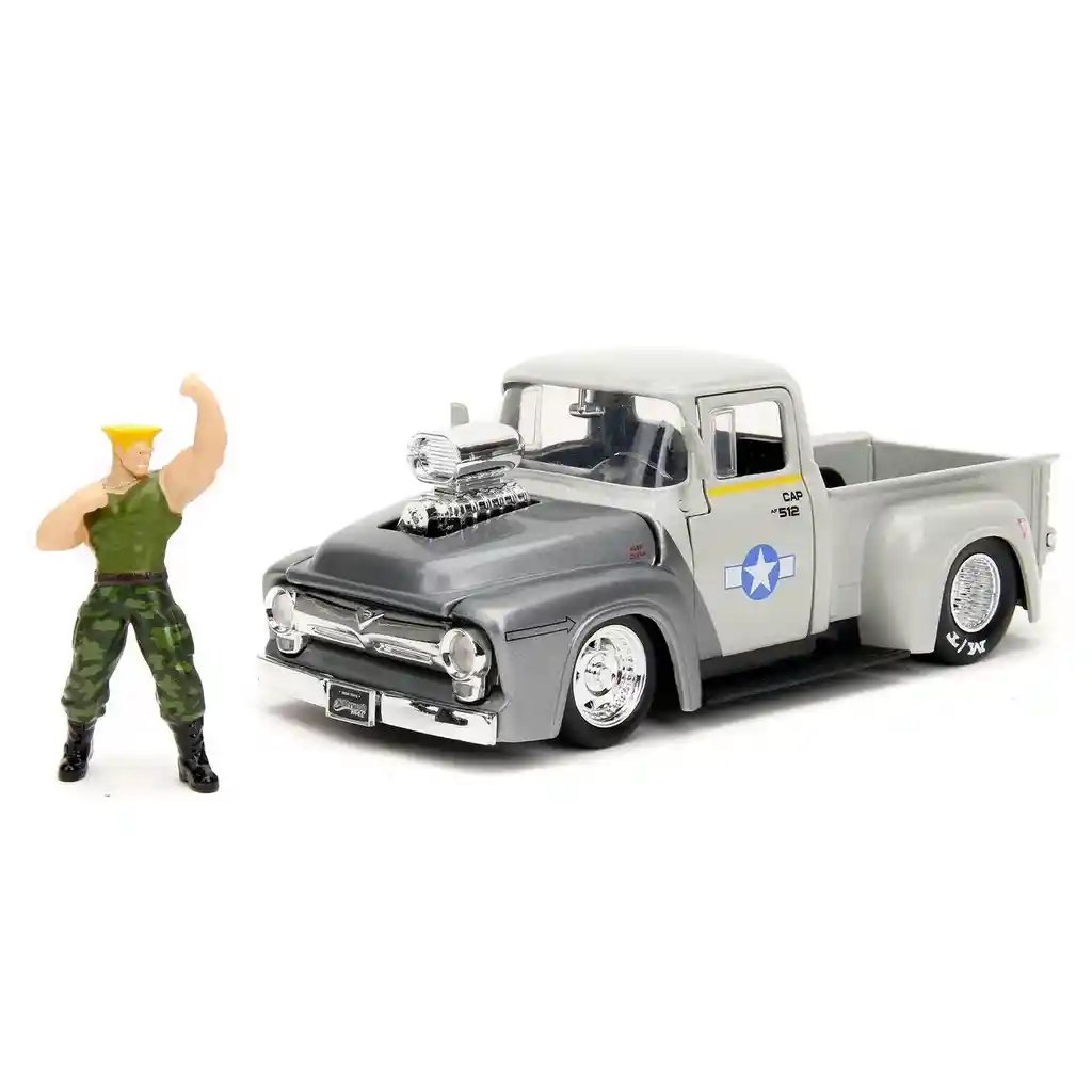 Vehiculo 1956 Ford F100 Pickup With Guile Figure 1:24 Street Fighter Jada