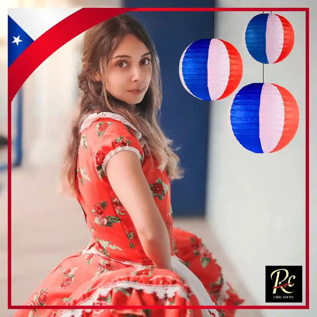 Set De 3 Faroles De Papel Tricolor Fiestas Patrias - Decoración 18 De Septiembre | Regalos Chic