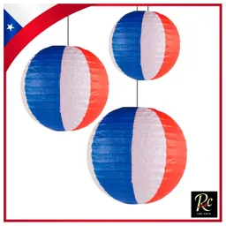 Set De 3 Faroles De Papel Tricolor Fiestas Patrias - Decoración 18 De Septiembre | Regalos Chic