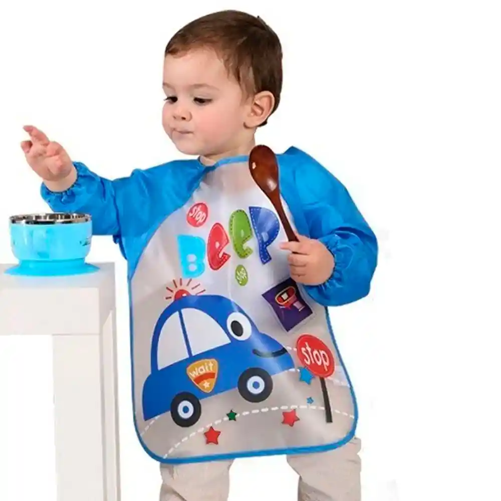 Babero Impermeable Bebe Pechera Niño Ajustable Con Mangas