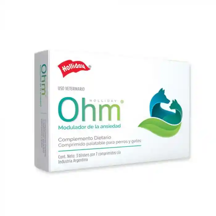 Modulador Ansiedad Perros Y Gatos Holliday Ohm 21 Comprimidos