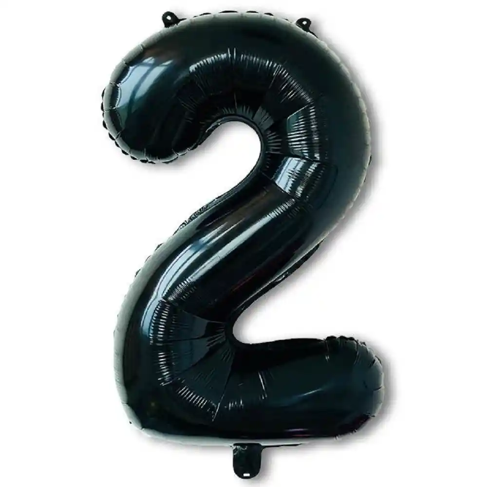 Globo Metálico Negro 80 Cm Número 2