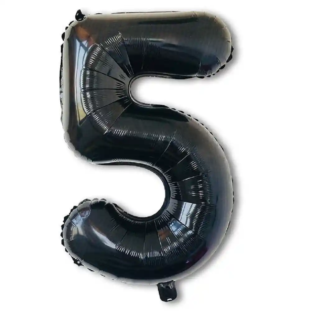 Globo Metálico Negro 80 Cm Número 5