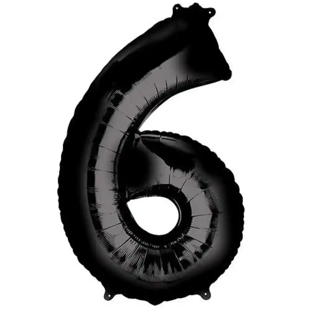 Globo Metálico Negro 80 Cm Número 6