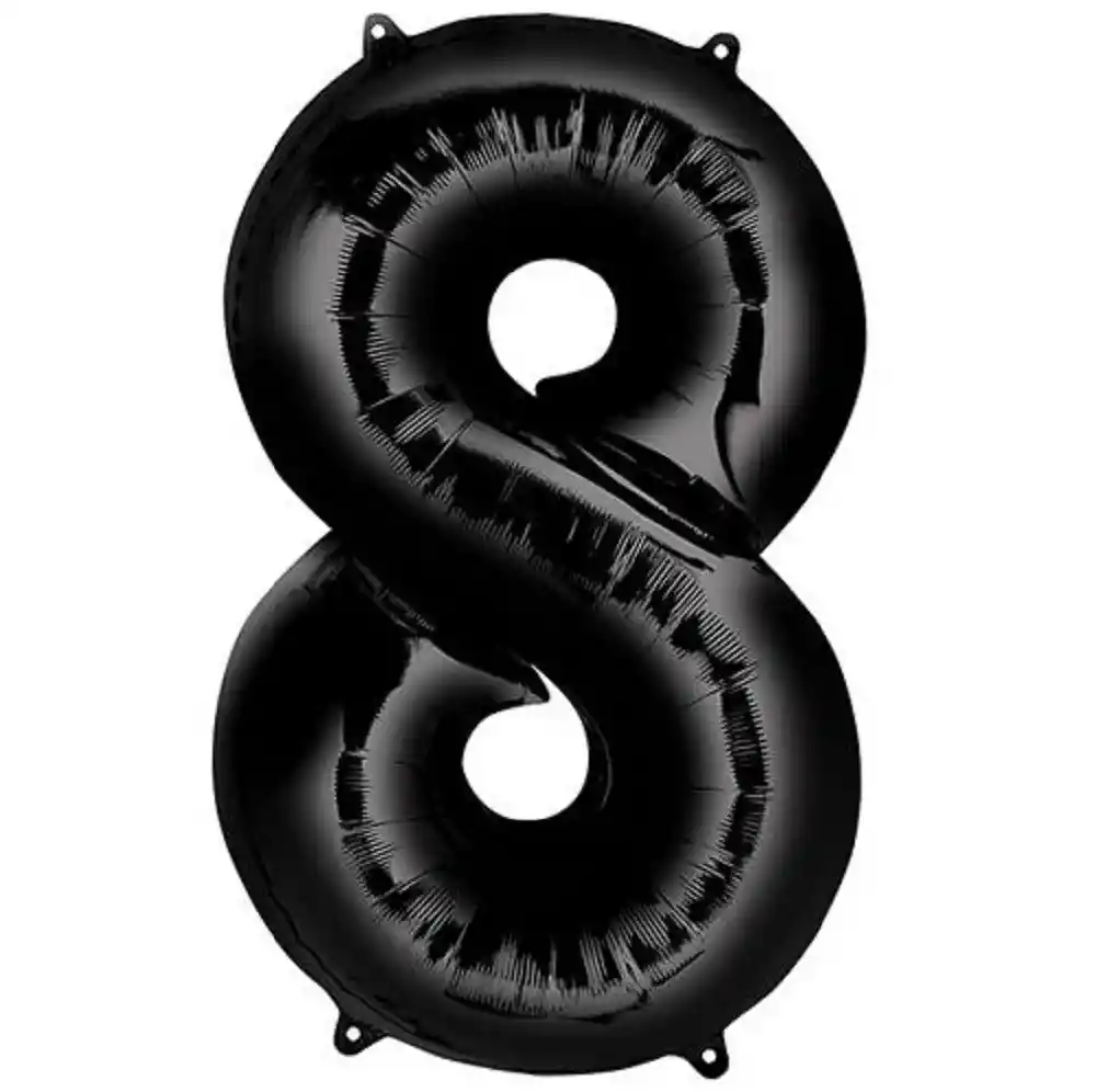 Globo Metálico Negro 80 Cm Número 8