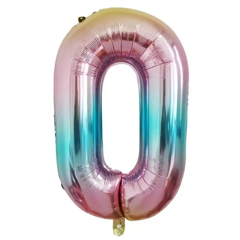 Globo Metálico Arcoíris 70 Cm Número 0