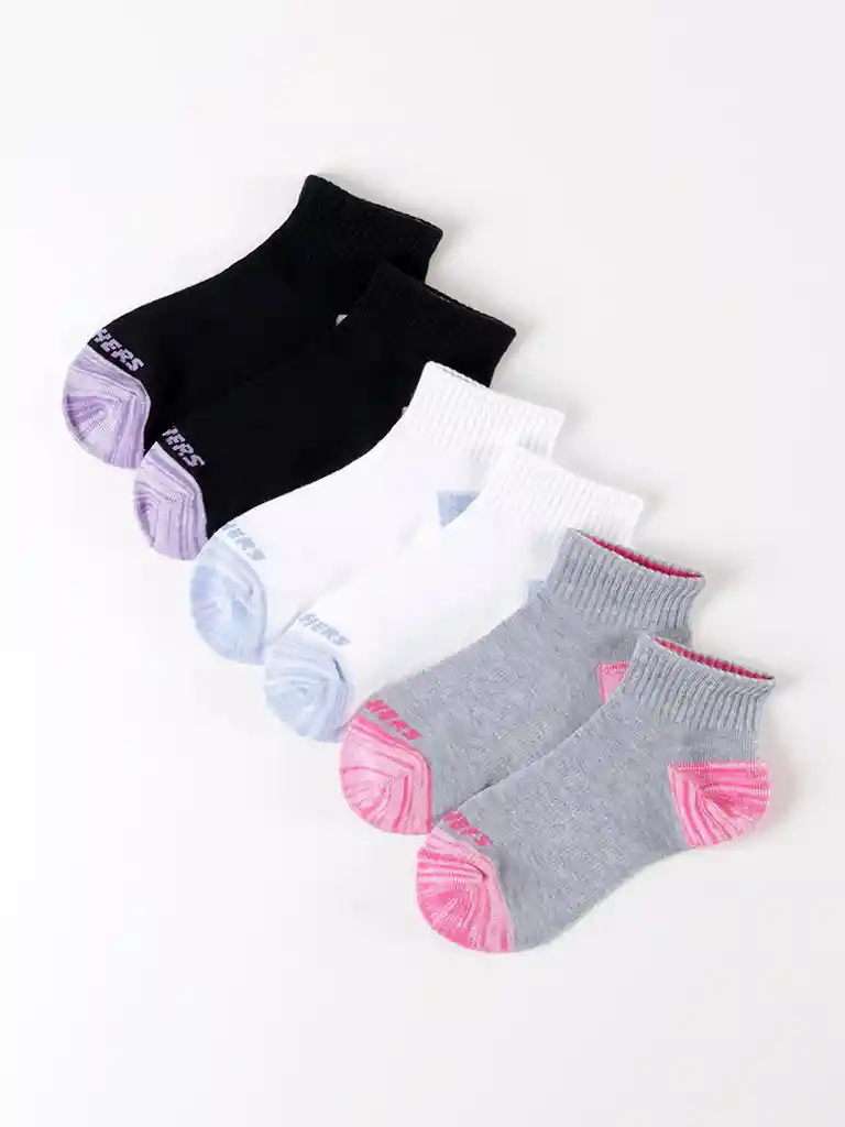 Pack 6 Calcetines Skechers - Girls Qtr Crewgrey - Multi