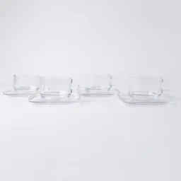 Ripley Home-set 4 Tazas Y Platos Vidrio 270ml.