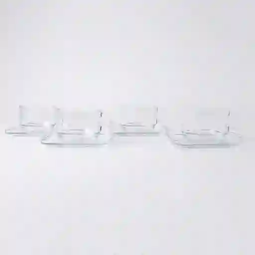 Ripley Home-set 4 Tazas Y Platos Vidrio 270ml.