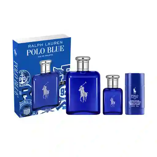 Perfume Ralph Lauren Polo Blue Hombre Edt 125 Ml + 40 Ml + Desodorante 75 Gr