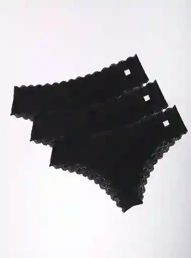 Pack 3 Collales Index Algodon Encaje-bikx3 Clzp324-605 Inx Ttem Negro S