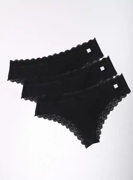 Pack 3 Collales Index Algodon Encaje-bikx3 Clzp324-605 Inx Ttem Negro S