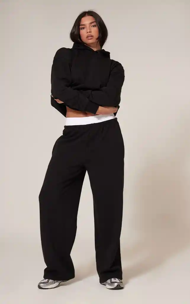 Conjunto Buzo Negro Mujer M Algodón 100%