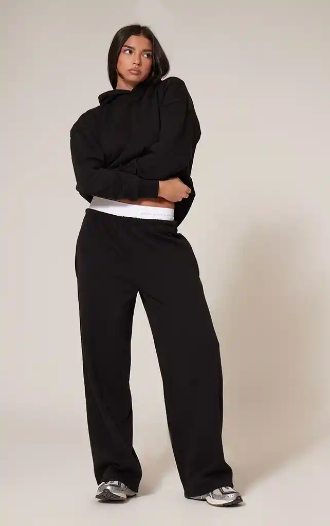 Conjunto Buzo Negro Mujer M Algodón 100%