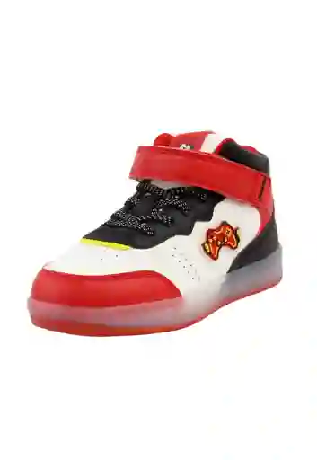 Zapatilla Power Ligths Led Caña Velcro Elástico Junior Niño 948 Rojo 34