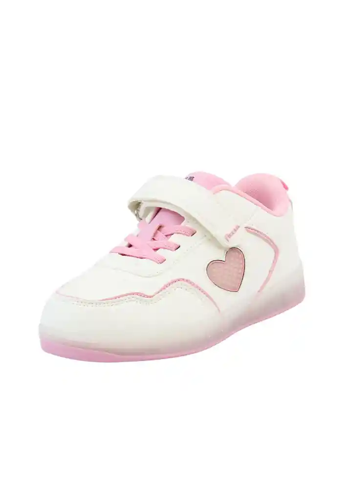 Zapatilla Power Ligths Led Velcro Elástico Junior Niña 946 Rosado 29
