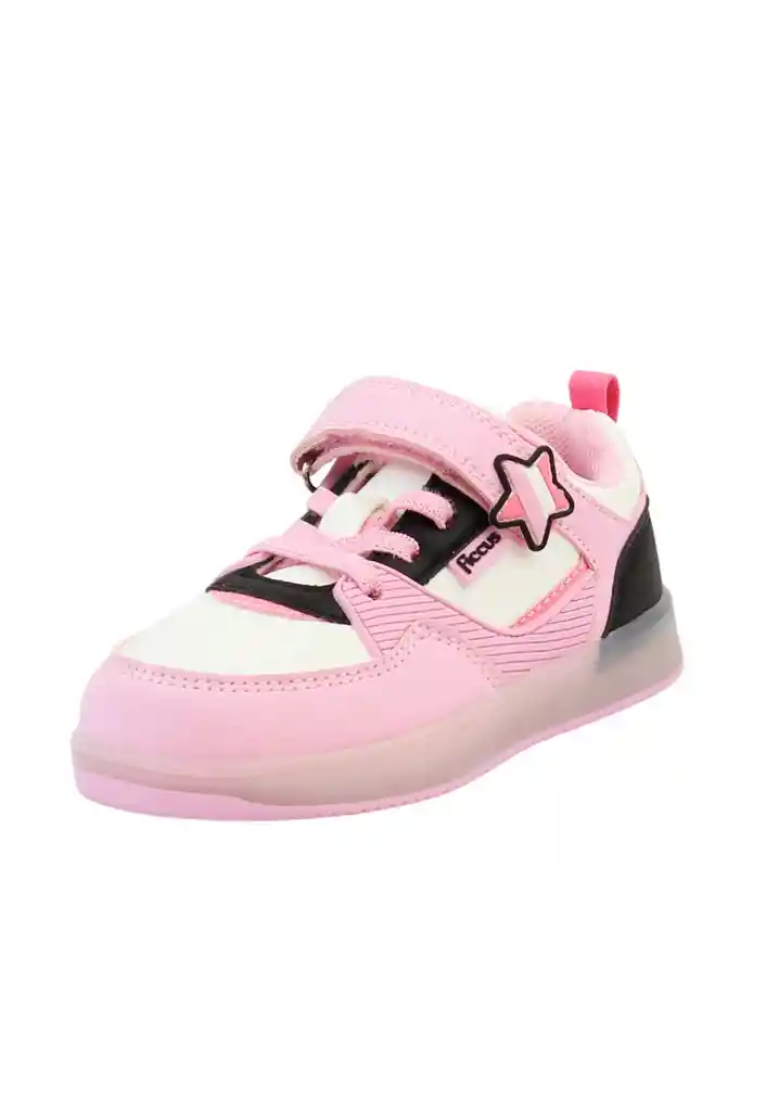 Zapatilla Power Ligths Fluorescente Velcro Elástico Kids Niña 942 Rosado 23