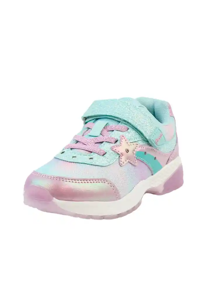 Zapatilla Power Ligths Led Velcro Elástico Kids Niña 937 Lila 26