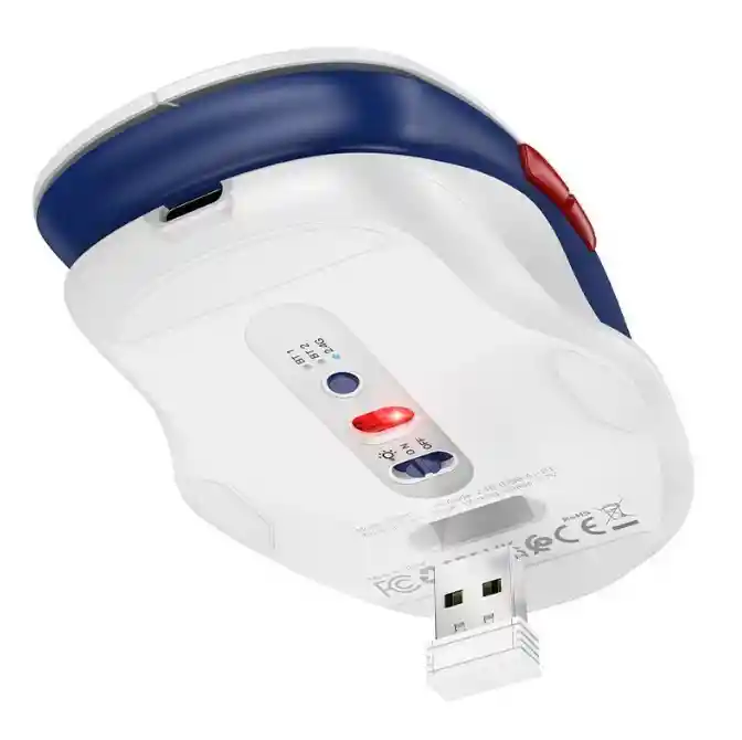 Mouse Inalámbrico Dual Usb Y Bluetooth Hoco Gm40 1600 Dpi Blanco