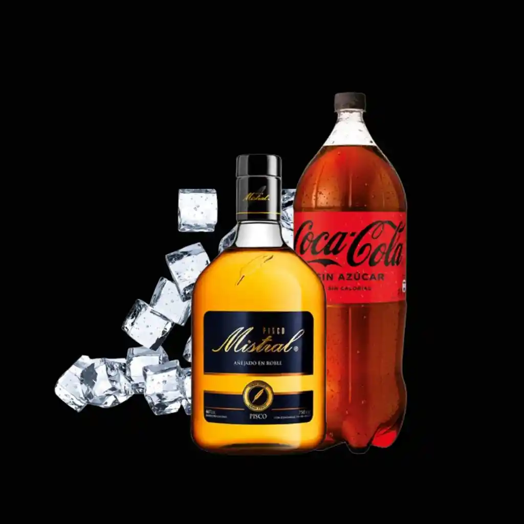 Promo Mistral 1lt + Coca Sin Azucar 3lt + Hielo