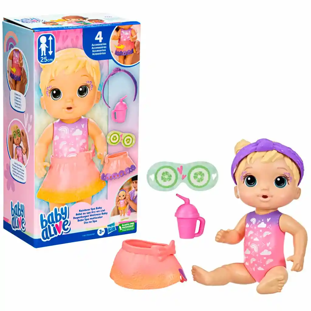 Muneca Baby Alive Bebe Spa Multicolor Cabello Rubio