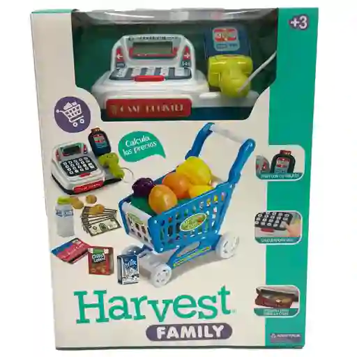 Set Caja Registradora Y Carro Azul Gift Hf