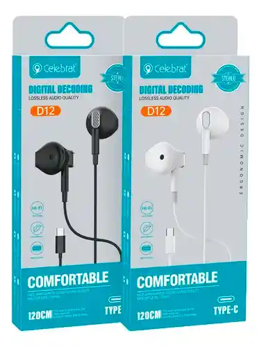 Audifonos Celebrat D12 Tipo C Blanco