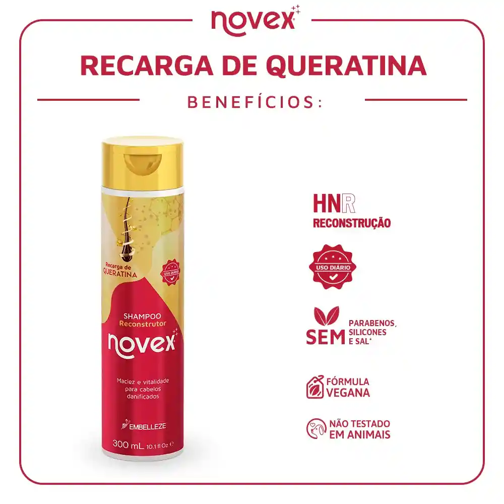 Shampoo Recarga De Queratina Novex 300ml