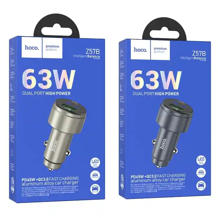 Cargador De Auto Hoco Z57b 63w Conexion Usb-c Y Usb