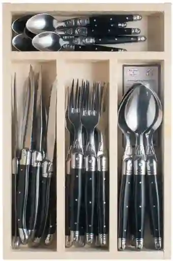 Laguiole Set Cuchillería 24 Piezas Negro