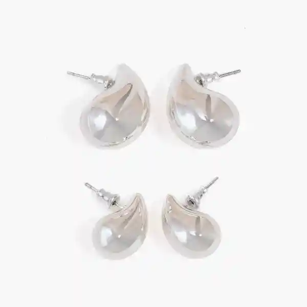 Set Aros Gotas Plateado
