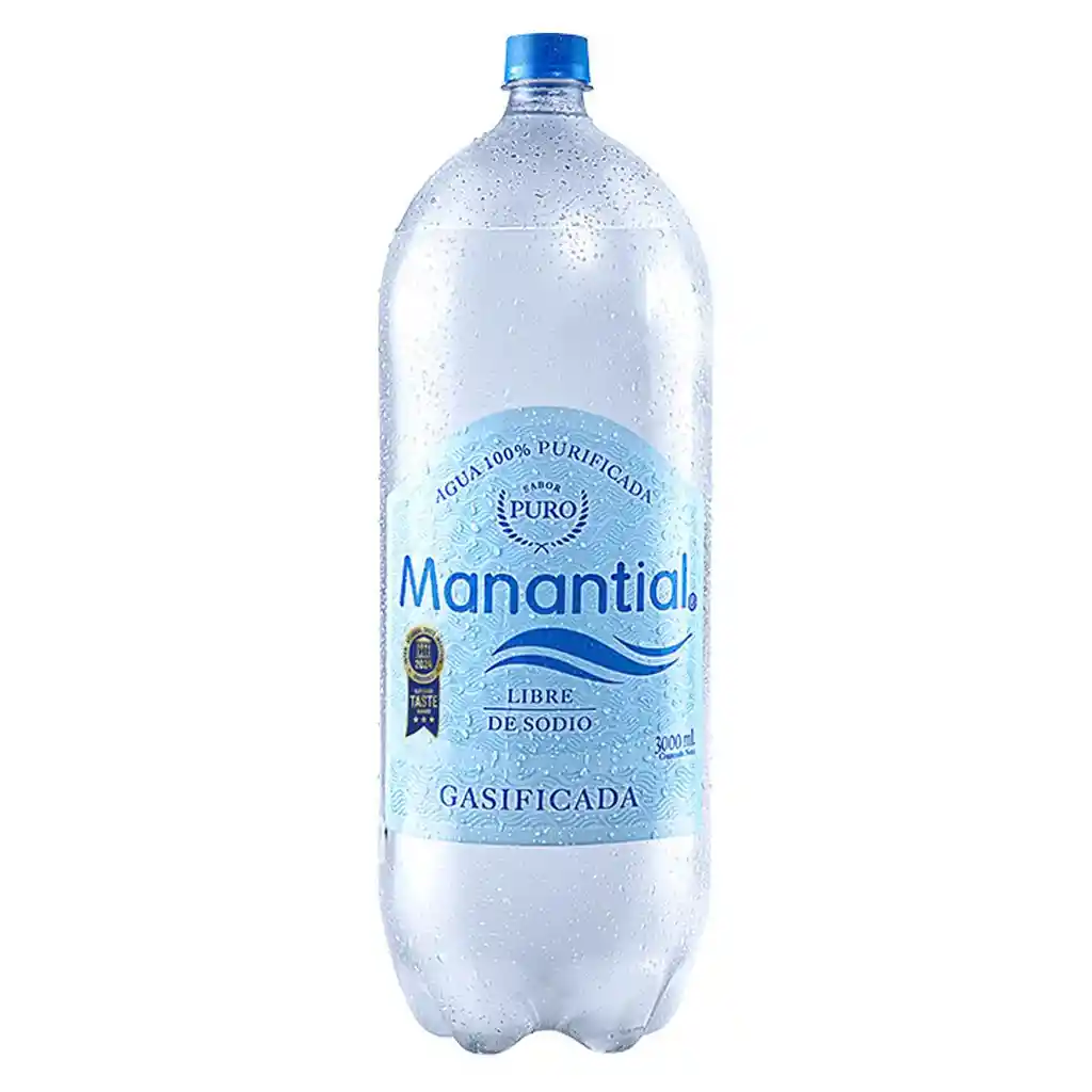 Agua Manantial Con Gas 3lts