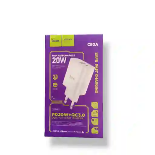 Enchufe Hoco C80a Conexion Usb-c Y Usb 20w