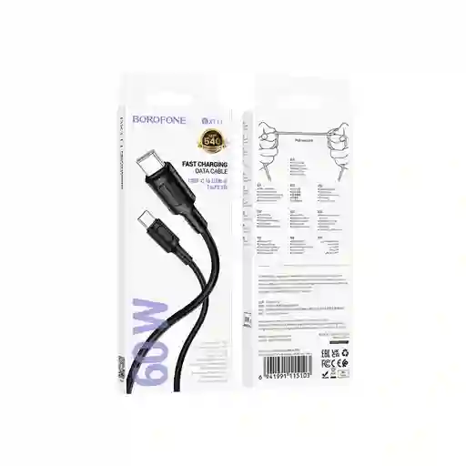 Cable Borofone Usb-c A Usb-c 60w Negro