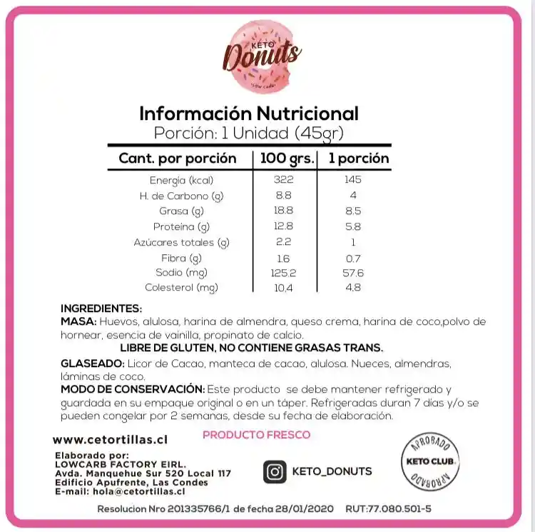Donuts Keto/low Carb Pack 2 Unds (congeladas)