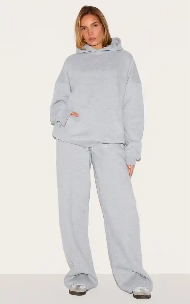 Polerón Buzo Gris M Mujer Algodón Recto