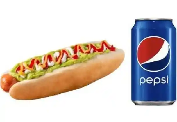 Completo Time Market (salsas) + Bebida Lata Zero Azucar 350 Ml Pepsi