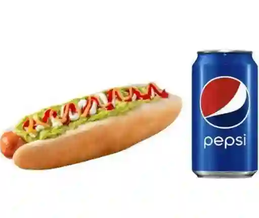 Completo Time Market (salsas) + Bebida Pepsi Lata 350 Ml