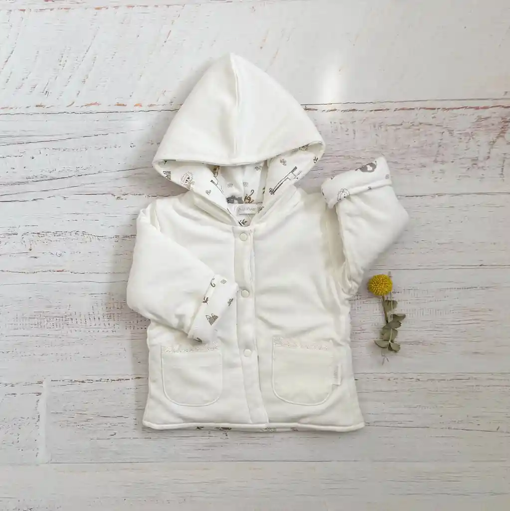 Chaqueta Reversible Zoo Hueso Talla 1/3 Meses