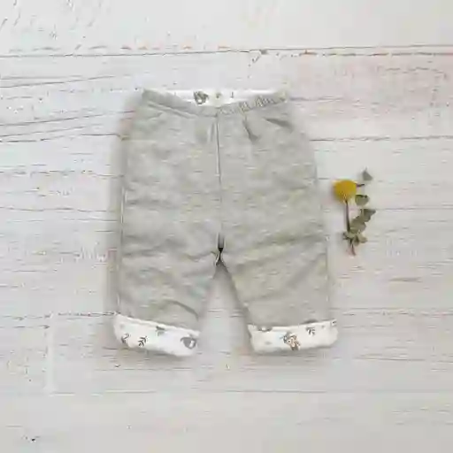 Pantalon Reversible Zoo Gris Talla 12/18 Meses