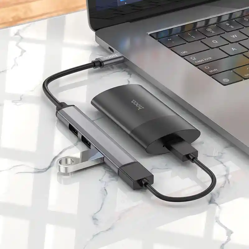 Adaptador Hub Usb-c A Usb 4 En 1 Hoco Hb26