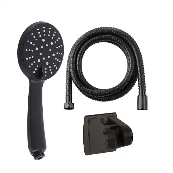 Juego De Ducha Telefono Negro Gran Diametro C/flexible 1.5m Y Soporte