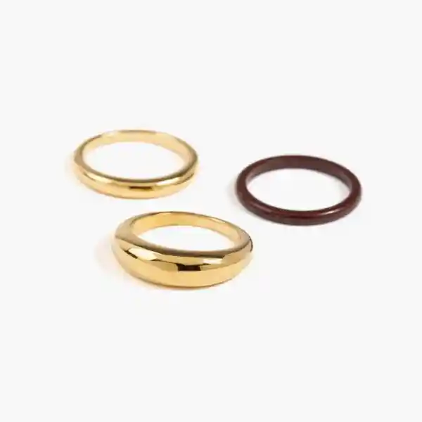 Set Anillos Acero Inoxidable Clásicos M Dorado
